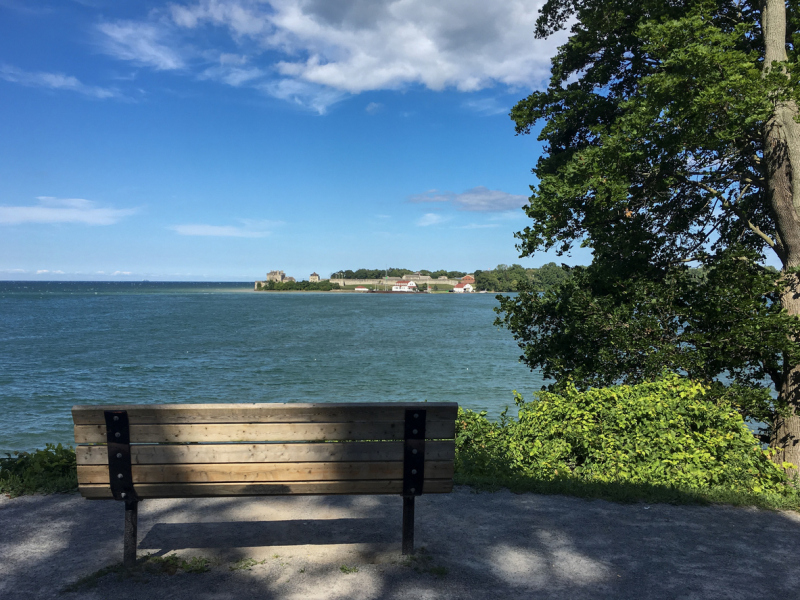 A Bench Overlooking Lake Ontario in Niagara-on-the-Lake