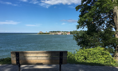 A Bench Overlooking Lake Ontario in Niagara-on-the-Lake