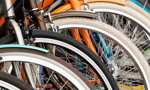 Bicycles Lined Up