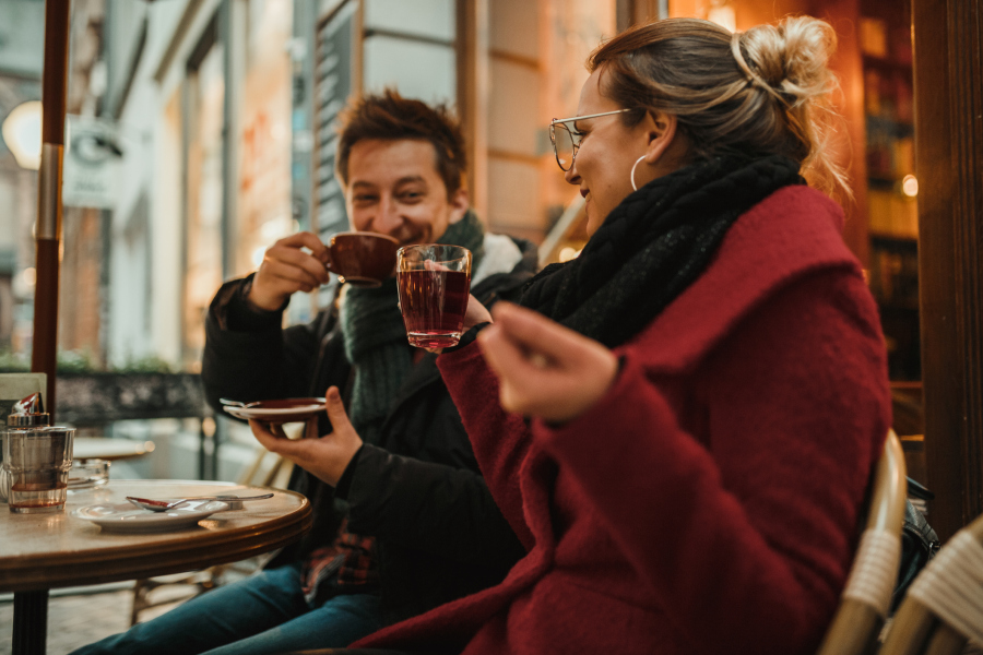 Man and Woman drinking coffee