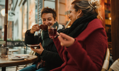 Man and Woman drinking coffee