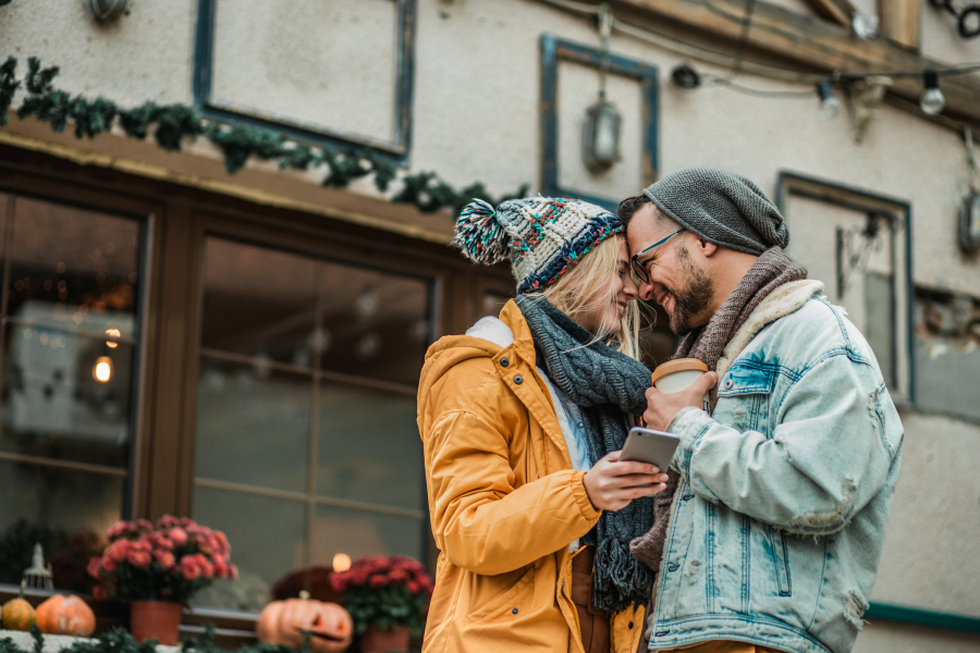 Man and Woman on a city break in winter